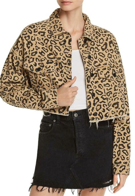 Leopard Denim Jacket Cropped Denim Jacket Denim Jacket Clothes