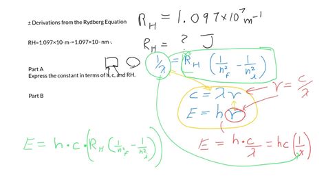 Derivations From The Rydberg Equation Youtube