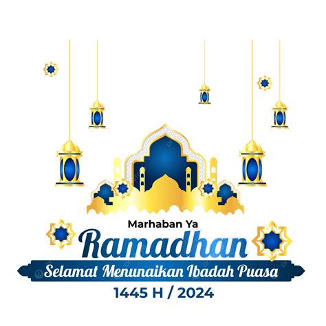 Kartu Ucapan Marhaban Ya Ramadhan 2024 Dan Puasa 1446 H Vektor