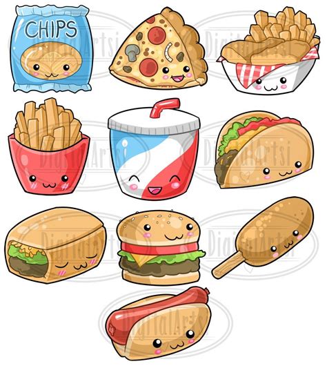 Kawaii Junk Food Clipart Cute Fast Food Download Kawaii Design