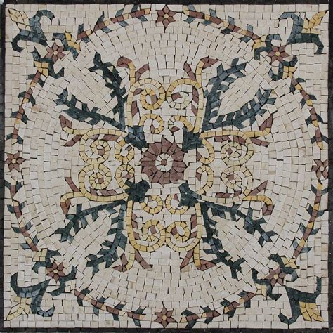 Install small square tiles and rectangles in alternating rows. Ancient Floral Square Mosaic Tile | Mosaic Marble