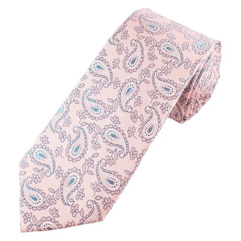 Luxury Pink And French Navy Paisley Patterned Mens Silk Tie From Ties