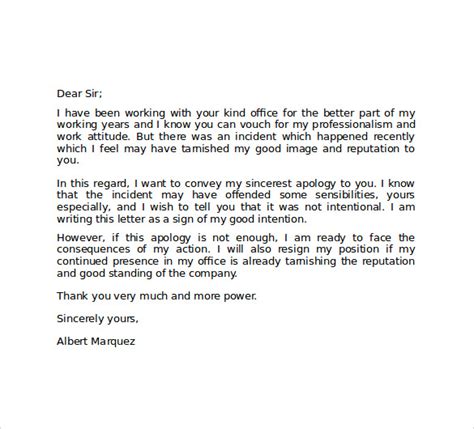 sample work apology letter   documents