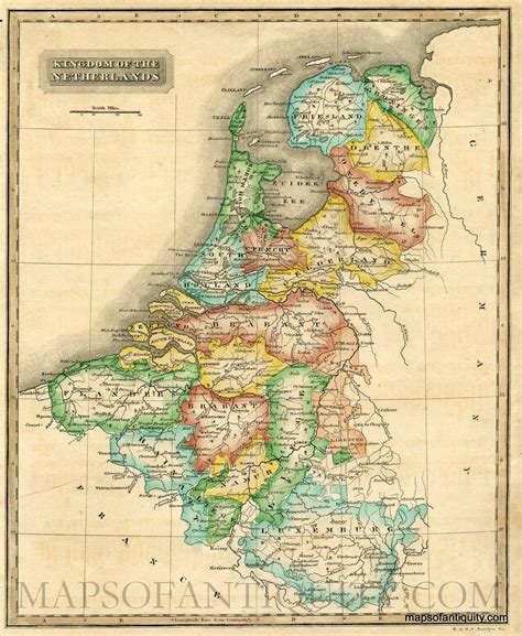 Antique 1825 Map Of The Kingdom Of The Netherlands Antique Maps