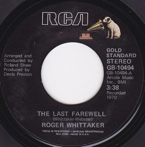 Roger Whittaker The Last Farewell Paradise 1976 Vinyl Discogs
