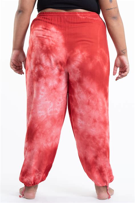 Plus Size Tie Dye Drawstring Men S Yoga Massage Pants In Red Harem Pants