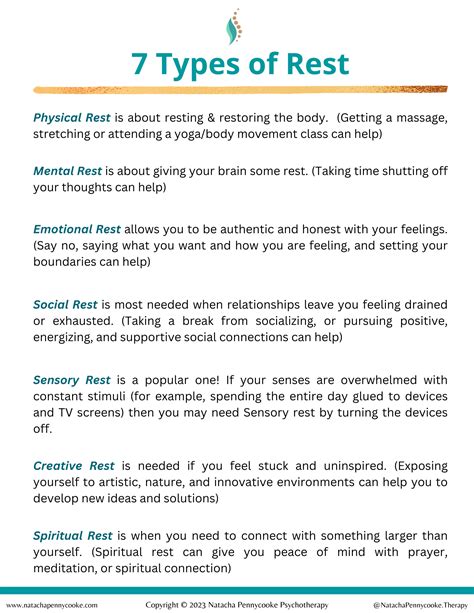 7 Types Of Rest Worksheet — Natacha Pennycooke Psychotherapy
