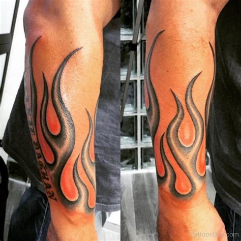 Stylish Flame Tattoo On Arm Sleeve