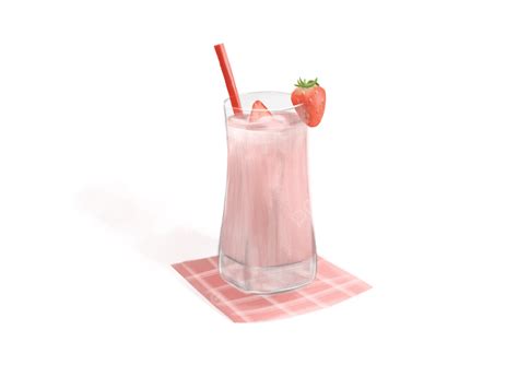 Strawberry Milkshake Clipart Hd Png Original Hand Painted Strawberry Milkshake Free Material