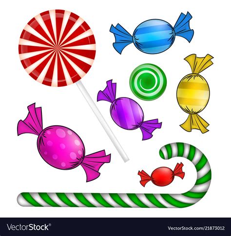 Christmas Candy Set Colorful Wrapped Sweet Vector Image