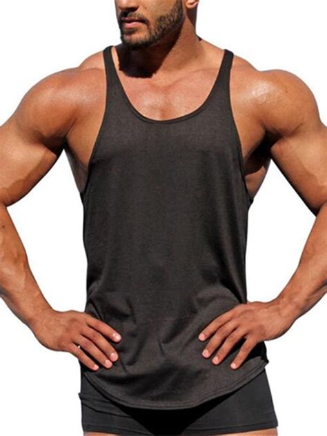 Avamo Men Summer Plain Tee Workout Jogger Gym Muscle T Shirt Sleeveless