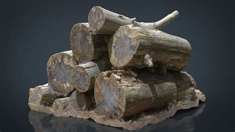 3d Model Wooden Logs Vr Ar Low Poly Cgtrader