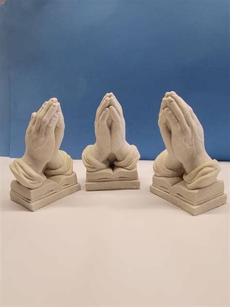 Vtg Praying Hands Religious Memorial Sculpture Figurine