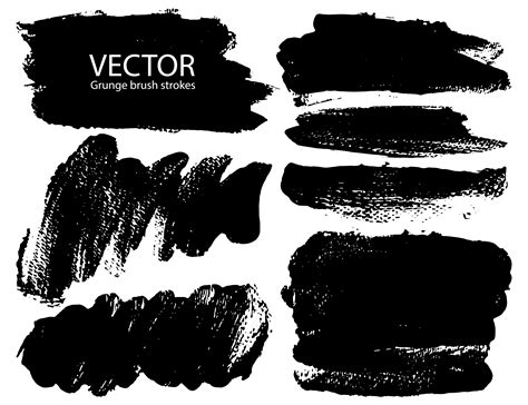 Set Of Brush Strokes Black Ink Grunge Brush Strokes Vector