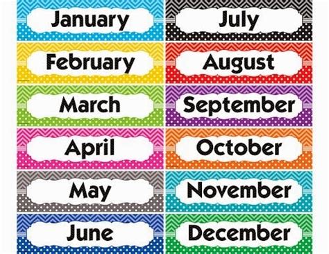 Calendar Headings Clipart Names Of Months Clip Art Library Classroom