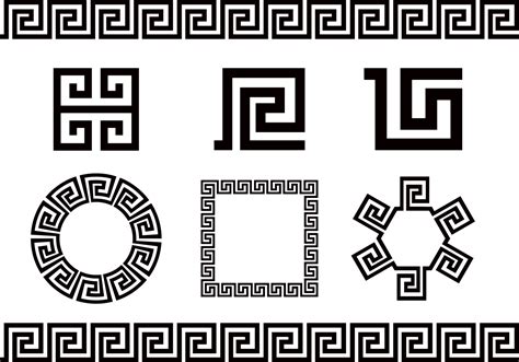 Four Different Types Of Black And White Greek Ornament Designs On A