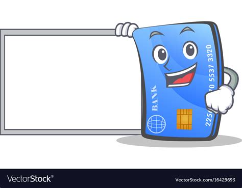 Credit Card Character Cartoon With Board Vector Image