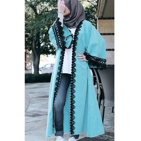 Sky Blue Abaya And Black Trim In 2020 Blue Abaya Pretty Outfits