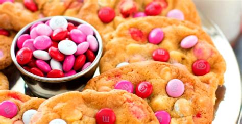Start by melting butter and setting butter aside to cool completely. White Chocolate Chip M&M Valentine's Day Cookies | White ...