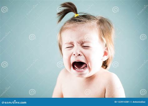 Unhappy Baby Girl Crying And Whining Stock Image Image Of Studio