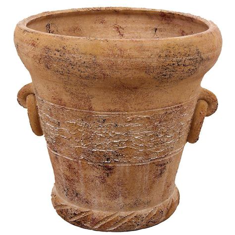 14 12 In White Washed Terra Cotta Clay Round Higuero Planter Le 2113