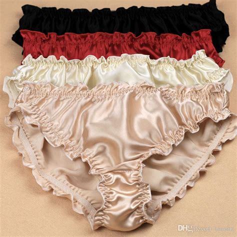 quality women s silk panties ruffle crepe satin antibiotic low waist trigonometric panties plus