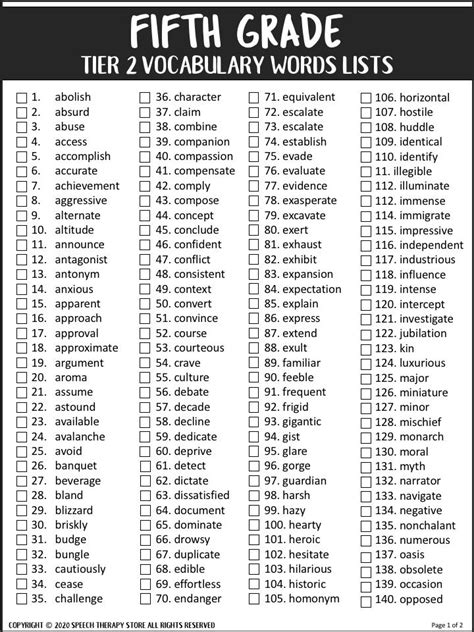 2 000 Core Tier 2 Vocabulary Words Pdf List Artofit