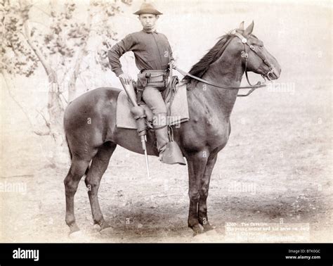 Wild West The Cavalier The Young Soldier And His Horse On Duty At