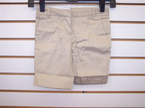 Girls Izod Khaki And Navy Uniform Skinny Bermuda Shorts Size 4 20 12