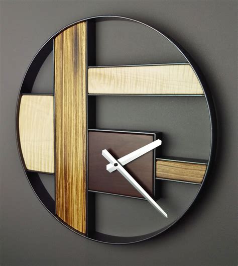 Modern Wall Clock Zebrawood Figured Maple Wall Art Decor Etsy