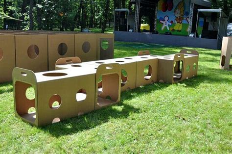 Cardboard Tunnels Kids Playing Reuse Cardboard Boxes Kids Obstacle