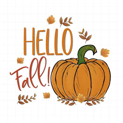 Hello Fall Digital Png Clipart Printable Fall Pumpkin Etsy Hello