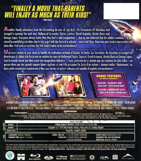 The Adventures Of Sharkboy And Lavagirl Blu Ray Dvd Slipcover