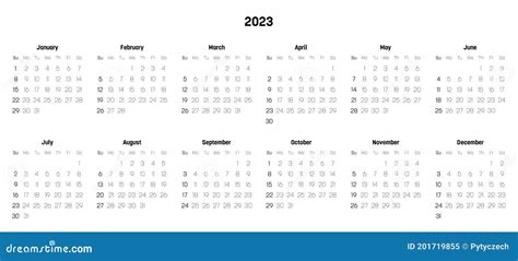 Calendário Mensal Do Ano De 2023 Ilustração Do Vetor Ilustração De