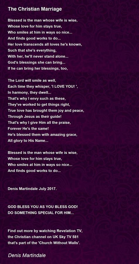 The Christian Marriage The Christian Marriage Poem By Denis Martindale