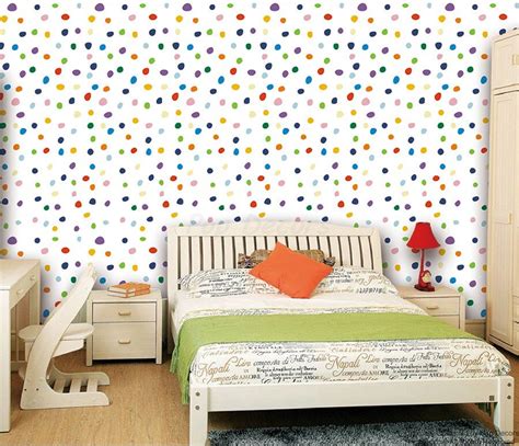 Kids Room Wall Decors Colorful Polka Dots Wallpaper Modern
