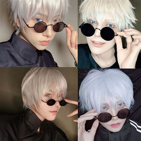 gojo satoru cosplay glasses anime character cos prop retro small round eyeglasses medium black