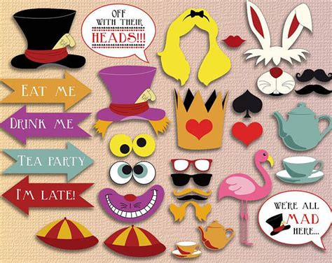 alice in wonderland photo booth photo booth prop set alice in wonderland photo booth props