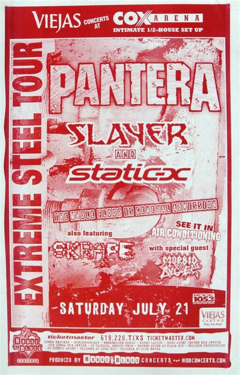 Extreme Steel Tourpantera Slayer Static X Tour Posters Gig