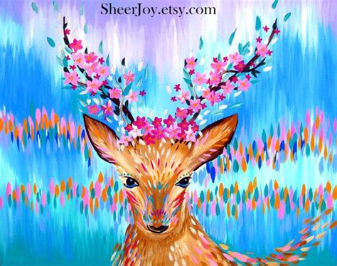 Deer Painting Deer Paintings Original Painting On A Canvas Etsy