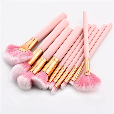 10pcs Makeup Brushes Set Pink Handle Women Foundation Make Up Brush