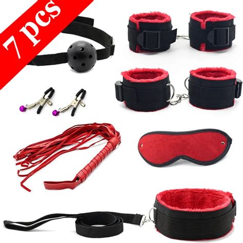 bdsm bondage set erotic bed games adults handcuffs ankle nipple clamps whip spanking slave