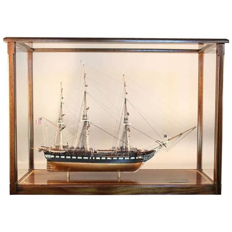 Uss Constitution Old Ironsides Ship Model In Display Case Model