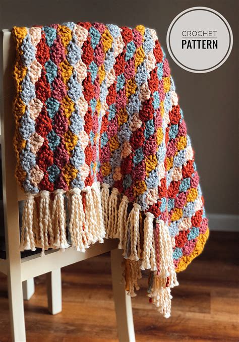 Woven Look Afghan Crochet Pattern Blanket Throw Crochet Pattern Pdf