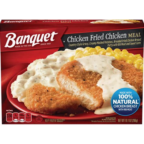 Banquet fried chicken frozen dinner (1972). Banquet Classic Chicken Fried Chicken Frozen Single Serve Meal, 10.1 Ounce: Amazon.com: Grocery ...