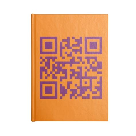 An Orange Notebook With A Purple Qr Code On It