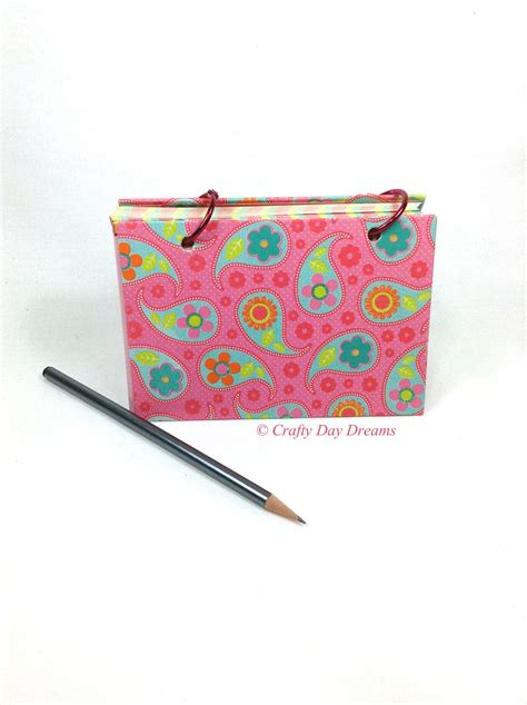 Draw with pen, or type. Pink Paisley Flower Ringed Note Card Book 4 x 6 Index Card ...