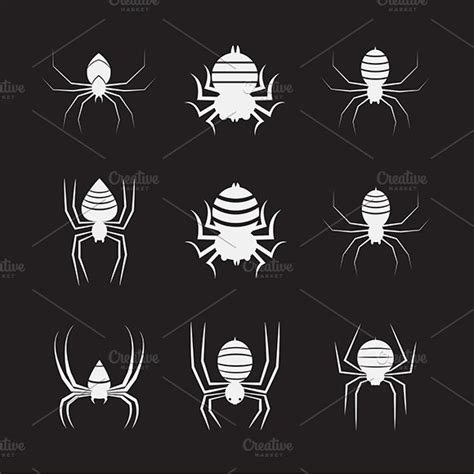 Vector Group Of Spiders Outline Icons Creative Market