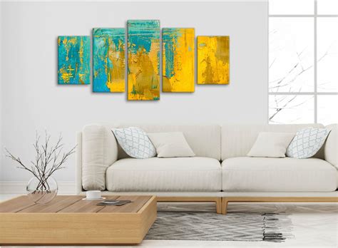 Choose from this selection of canvas prints that ranges from fields of flowers to gorgeous city views. Mustard Yellow and Teal Turquoise - Abstract Dining Room ...