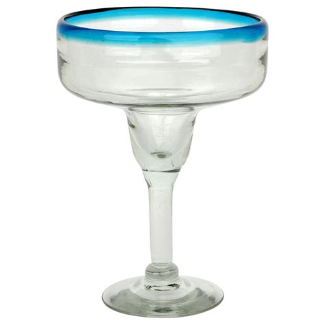Turquoise Rimmed Mexican Margarita Glass Set Of 4